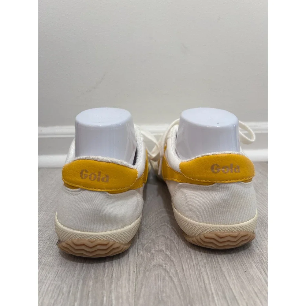 Gola Stratus Women 8 Off-White Yellow Canvas Low Top Sneakers CLB620 Heritage